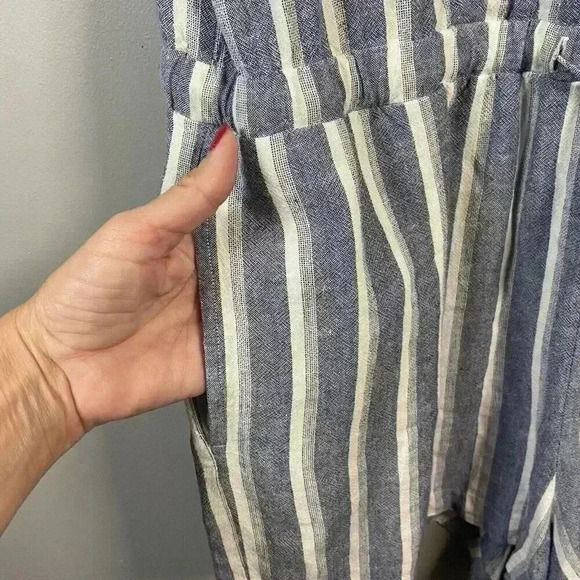 CLOTH & STONE Ruffle Sleeveless Crossover Romper Zuma Beach Stripe Size L Large - Picture 5 of 14